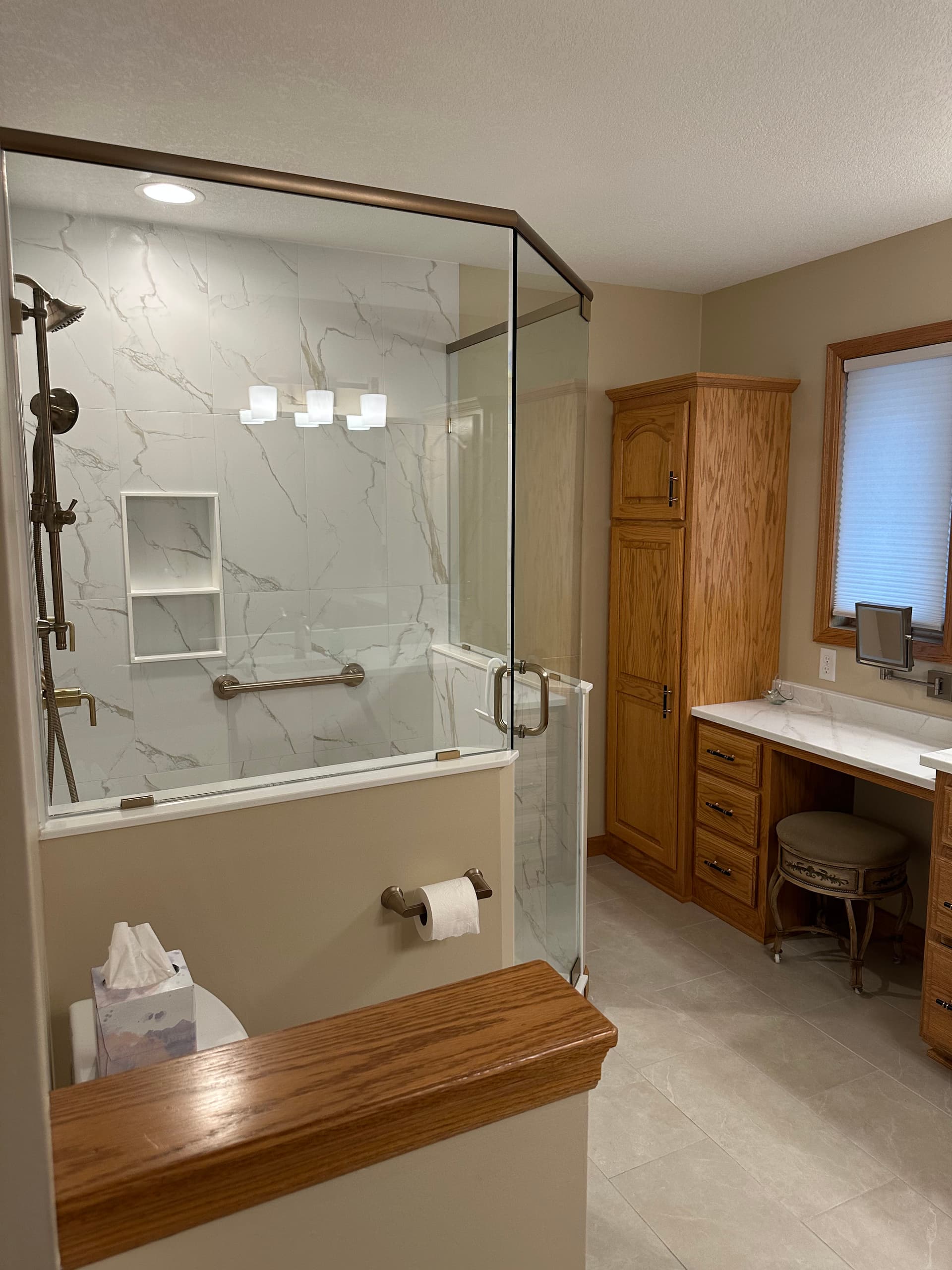 Glass Shower Enclosure and Full Bathroom Remodel Done Right image